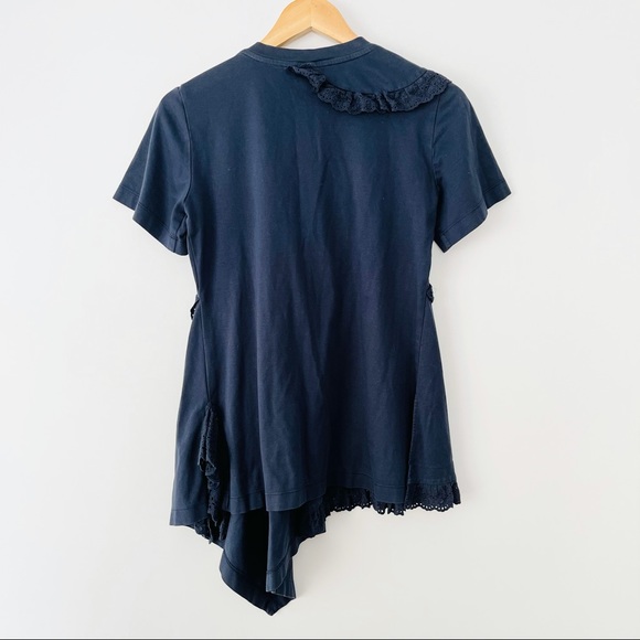 Goen. J Disconnect Eyelet Ruffle Top in Navy Blue - Picture 9 of 9